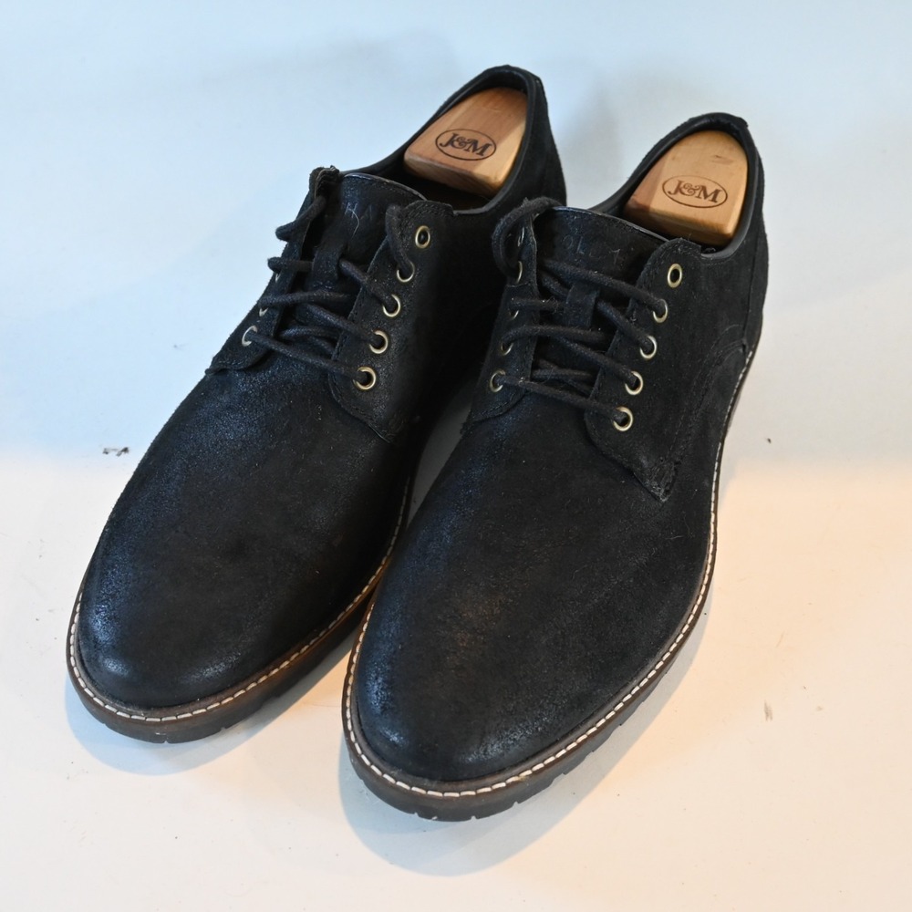 Cole Haan 10.5 M Black Leather C30072 Nathan Oxford Sueded Nubuck Dress Shoes